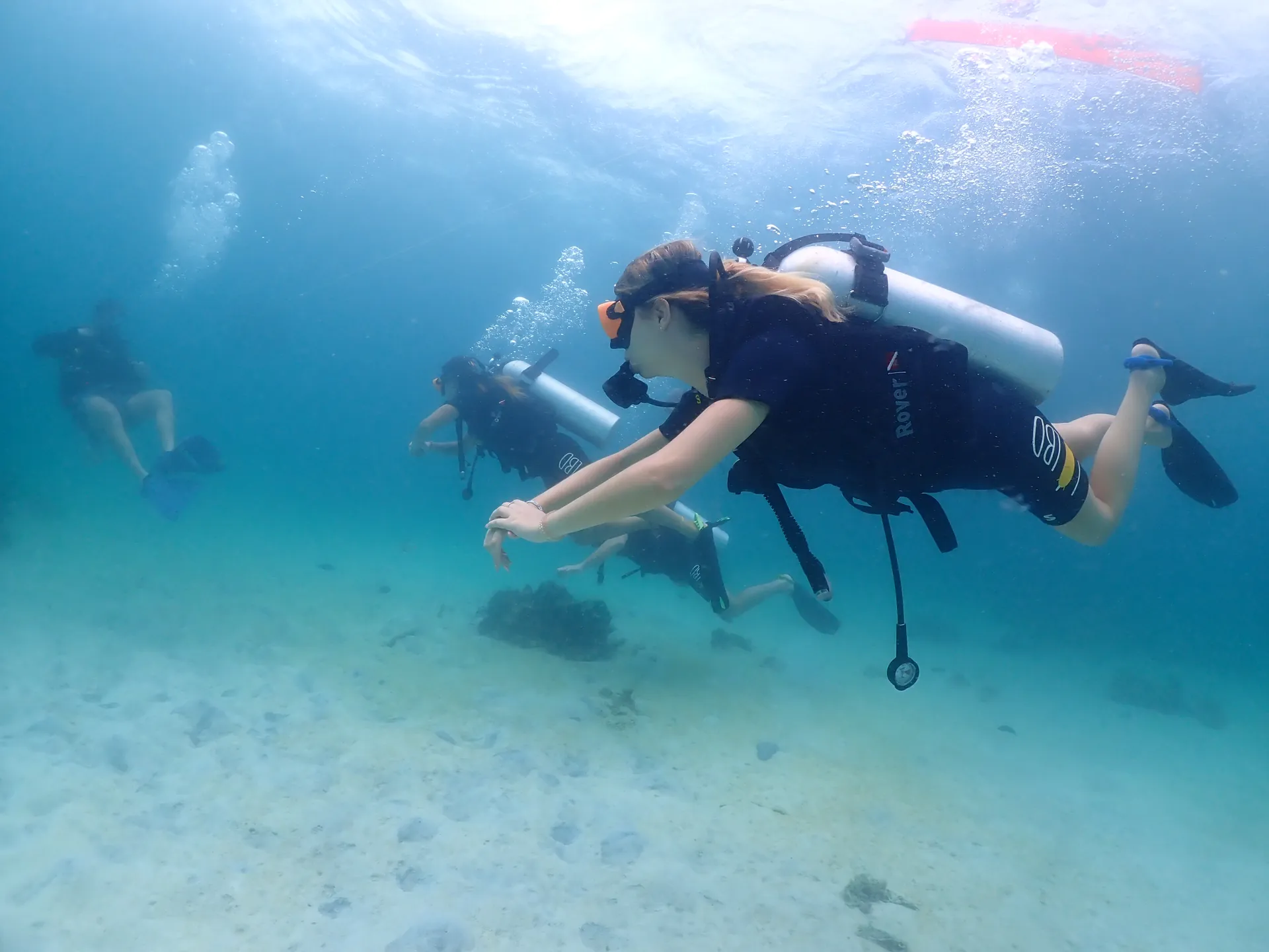 Fun divers over a Gili Trawangan reef