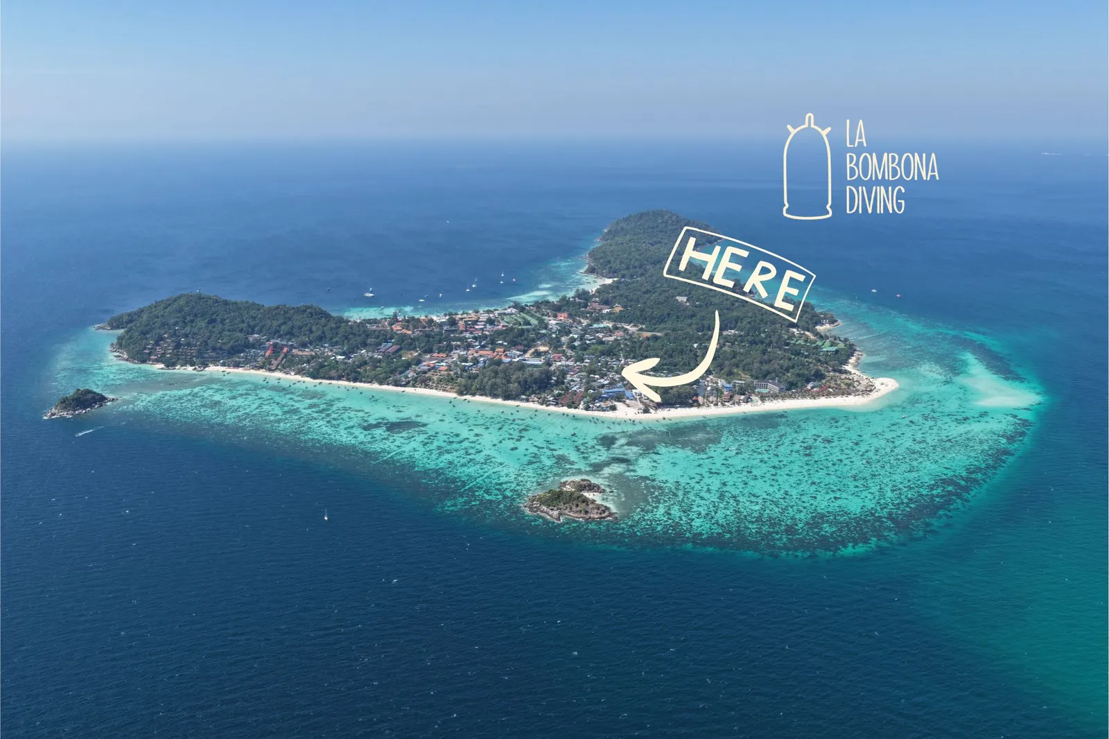 Aerial view of Koh Lipe island from above