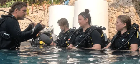 Open Water students practising skills in the pool