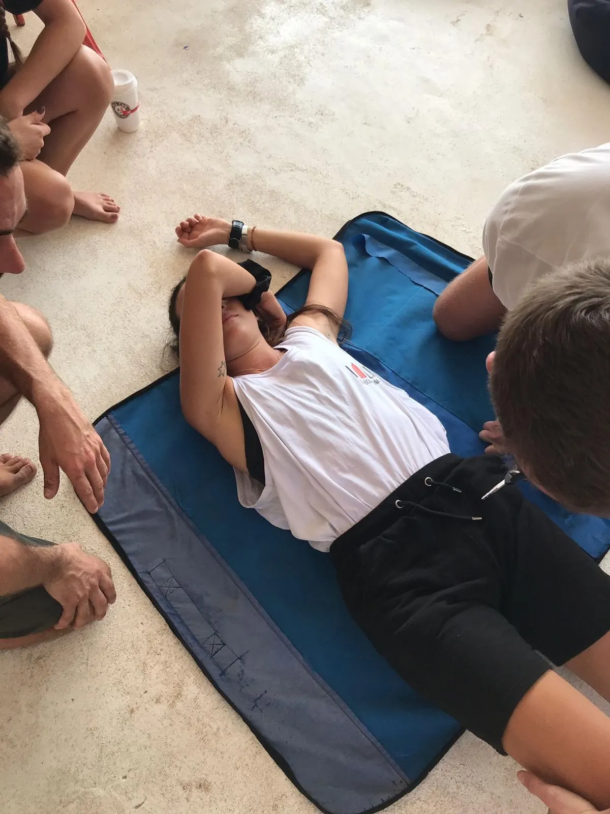 Students practising first aid response during the workshop