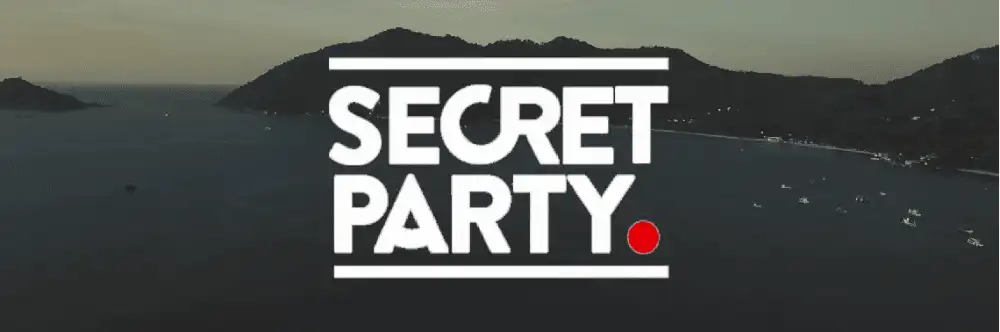 Promotional banner for the Secret Party Koh Tao, a DJ night held at Karma Bar