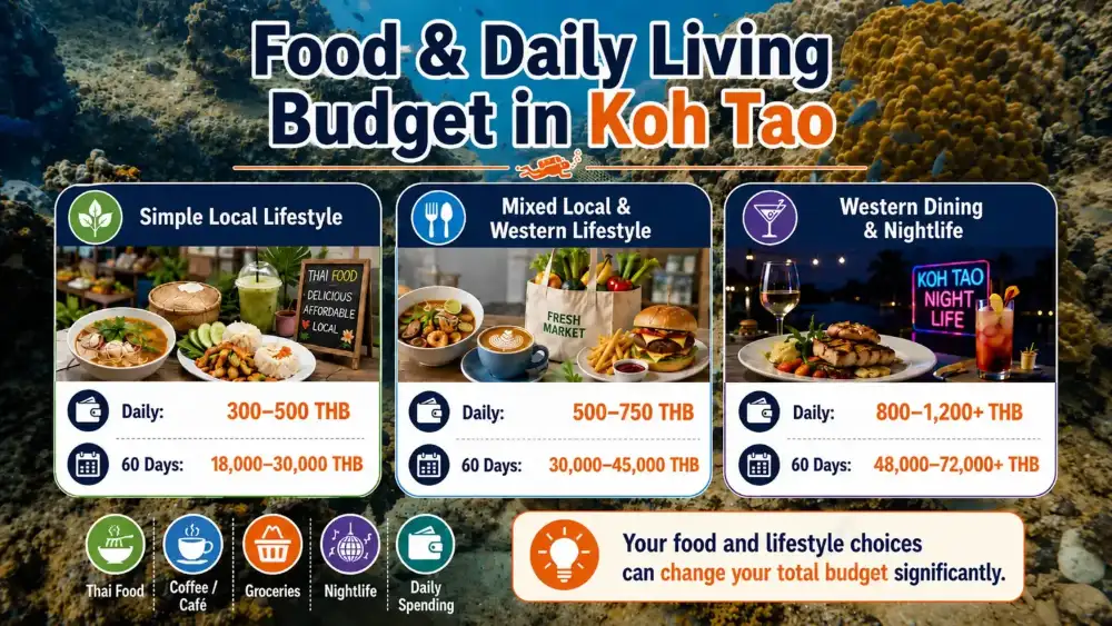 Infographic: food and daily living budget in Koh Tao